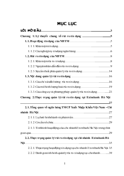 Tăng cường quản lý rủi ro tín dụng tại Ngân hàng Xuất nhập khẩu (NHXuất nhập khẩu) Việt Nam - Chi nhánh Hà Nội