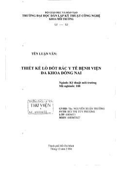 Thiết kế lò đốt rác y tế bệnh viện đa khoa Đồng Nai