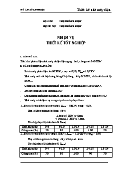 Thiết kế phần điện nhà máy nhiệt điện ngưng hơi, công suất 240 MW