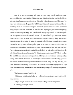 Thực trạng dân số Việt Nam & ảnh hưởng của nó tới thị trường lao động trong tiến trình hội nhập kinh tế