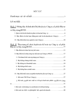 Thực trạng tổ chức hạch toán Kế toán tại Công ty Cổ phần Đầu tư & Xây dựng HUD3