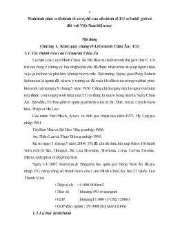 Tình hình phát triển kinh tế & vị thế của nền kinh tế EU trên thế giới & đối với Việt Nam hiện nay