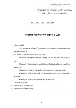 Tính toán, thiết kế hệ thống nâng hạ cửa van vận hành của nhà máy thuỷ điện SêSan 4