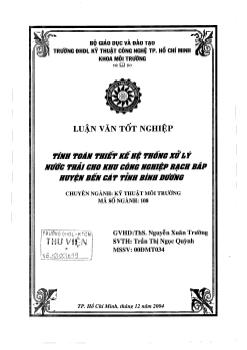 Tính toán thiết kế hệ thống xử lý nước thải cho khu công nghiệp Rạch Bắp Huyện Bến Cát Tỉnh Bình Dương