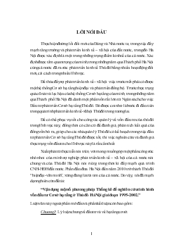 Vận dụng Một số phương pháp Thống kê để nghiên cứu tình hình vốn đầu tư Cơ sở hạ tầng ở Hà Nội giai đoạn 1995 - 2002