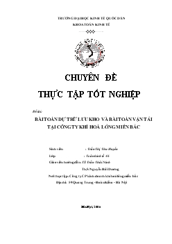 BÀI TOÁN DỰ TRỮ LƯU KHO và BÀI TOÁN VẬN TẢI tại Công ty KHÍ HOÁ LỎNG MIỀN BẮC