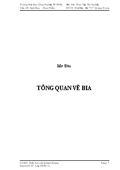 Báo cáo Thực tập tại Nhà máy bia 33 Quang Trung và quy trình công nghệ sản xuất bia