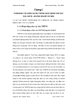 Chất lượng thẩm định tài chính dự án trong hoạt động cho vay của Ngân hàng Ngoại Thương Việt Nam