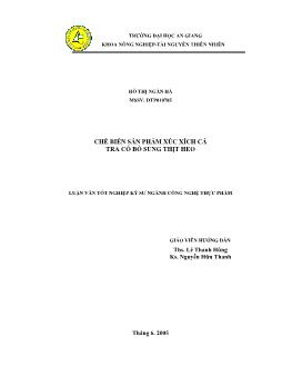 Chế biến sản phẩm xúc xích cá tra có bổ sung thịt heo