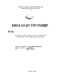 Chính sách công nghiệp của Việt Nam trong chiến lược phát triển kinh tế hiện nay (ngoại thương)