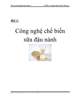 Công nghệ chế biến sữa đậu nành