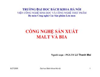 Công nghệ sản xuất bia và malt