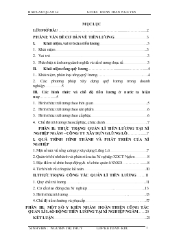 Công tác quản lí tiền lương tại Xí nghiệp Ngầm - Công ty xây dựng Lũng Lô