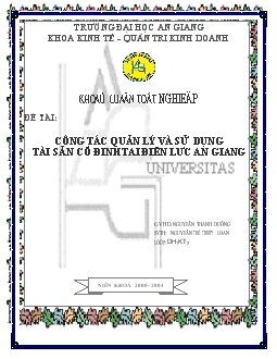Công tác quản lý và sử dụng tại sản cố định tại điện lực AN Giang