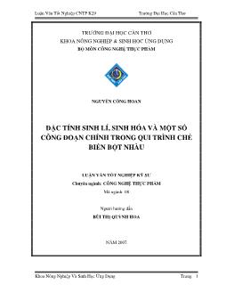 Đặc tính sinh lý, sinh hóa và một số công đoạn chính trong quy trình chế biến bột nhàu