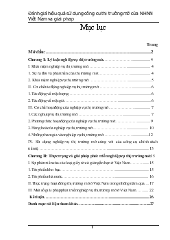 Đánh giá hiệu quả hoạt động nghiệp vụ Thị trường mở của Ngân hàng Nhà Nước Việt Nam và giải pháp
