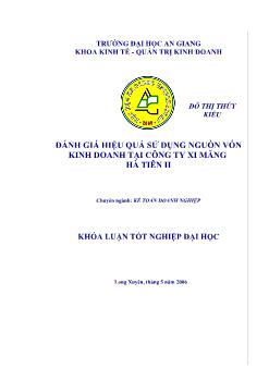 Đánh giá hiệu quả sử dụng nguồn vốn kinh doanh tại công ty xi măng Hà Tiên II
