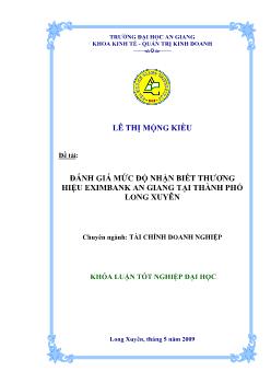 Đánh giá mức độ nhận biết thương hiệu EXIMBANK An Giang tại Tp. Long Xuyên