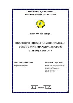 Định Hướng Chiến Lược Xuất Khẩu Của Công Ty Agimex