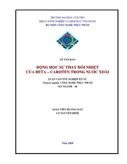 Động học sự thay đổi nhiệt của Beta - Caroten trong nước xoài