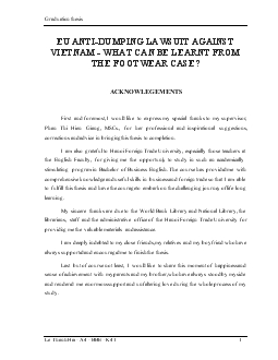 EU anti - Dumping lawsuit against VietNam - What can be learnt from the fooTrung ươngear case? Eng