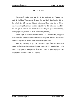 Giải pháp đẩy mạnh xuất khẩu giày dép tại Chi nhánh Công ty Cổ Phần Công nghiệp Thương mại Đầu tư Phú Lâm - Xí nghiệp giầy Phú Hà