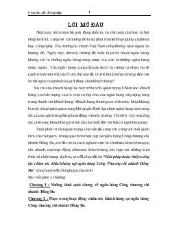 Giải pháp hoàn thiện công tác chăm sóc khách hàng tại Ngân hàng Công Thương chi nhánh Đống Đa