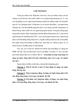 Giải pháp mở rộng hoạt động tín dụng tại Ngân hàng phát triển nhà đồng bằng sông Cửu Long- Chi nhánh Hà Nội