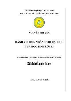 Hành vi ra quyết định chọn ngành thi đại học của học sinh phổ thông