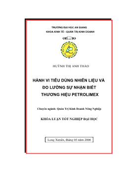 Hành vi tiêu dùng nhiên liệu của người đi xe ngắn máy và sự nhận biết thương hiệu Petrolimex