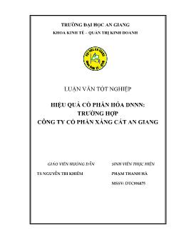 Hiệu Quả Cổ Phần Hóa Doanh Nghiệp Nhà Nước: Trường Hợp Công Ty Cổ Phần Xáng Cát An Giang