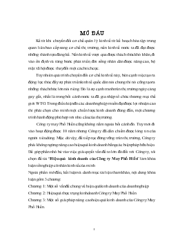 Hiệu quả kinh doanh của Công ty May Phố Hiến