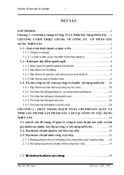 Hoàn thiện công tác hạch toán chi phí sản xuất và tính giá thành sản phẩm tại Công ty Cổ Phần Xây Dựng Miền Tây – Tổng Công ty xây dựng công trình giao thông 8