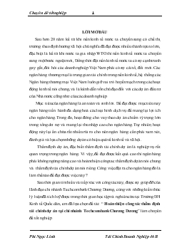 Hoàn thiện công tác thẩm định tài chính dự án tại Ngân hàng thương mại cổ phần Kỹ thương Việt Nam - Techcombank chi nhánh Chương Dương