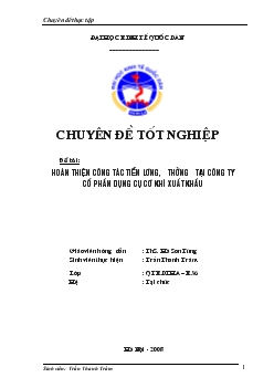 Hoàn thiện công tác tiền lương, thưởng tại Công ty cổ phần dụng cụ cơ khí xuất khẩu
