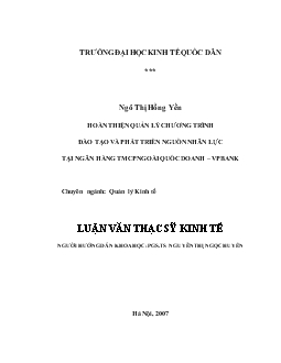 Hoàn thiện quản lý chương trình đào tạo và phát triển nguồn nhân lực tại Ngân hàng thương mại cổ phần ngoài quốc doanh – VPBANK