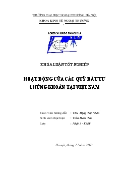 Hoạt động của các Quỹ đầu tư chứng khoán tại Việt Nam
