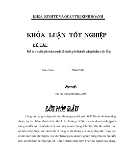 Kế toán chi phí sản xuất & tính giá thành sản phẩm xây lắp