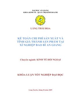 Kế toán chi phí sản xuất và giá thành sản phẩm bao bì tại XN bao bì An Giang