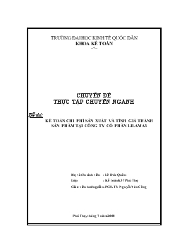 Kế toán chi phí sản xuất và tính giá thành sản phẩm tại Công ty Cổ phần Lilama 3