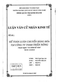 Kế toán lưu chuyển hàng hóa tại Công ty TNHH Thần Nông