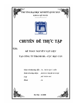 Kế toán nguyên vật liệu may tại Công ty Thanh Hà -Cục Hậu Cần
