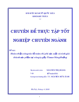 Kế toán tập hợp chi phí sán xuất và tính giá thành sản phẩm tại Công ty Giấy Tissue Sông Đuống