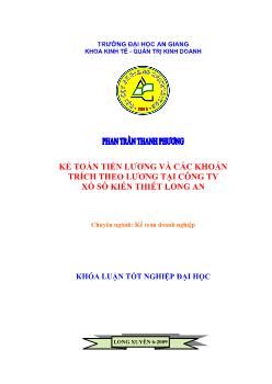 Kế toán tiền lương, các khoản trích theo lương tại Công ty xổ số kiến thiết Long An