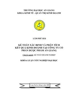 Kế toán xác định và phân tích kết quả kinh doanh tại công ty cổ phần Dược Phẩm An Giang