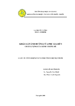 Khảo sát ảnh hưởng của phụ gia ảnh hưởng đến chất lượng của bánh tránh rế