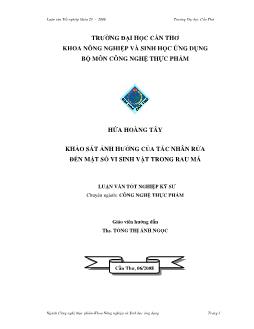 Khảo sát ảnh hưởng của tác nhân rửa đến mật độ vi sinh vật trong rau má
