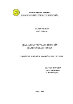 Khảo sát các yếu tố ảnh hưởng đến chất lượng bánh mỳ ngọt