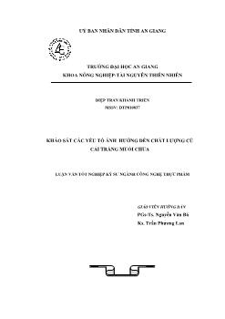 Khảo sát các yếu tố ảnh hưởng đến chất lượng củ cải trắng muối chua