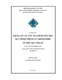 Khảo sát các yếu tố ảnh hưởng đến quá trình trích ly carotenoids từ phế liệu tôm sú